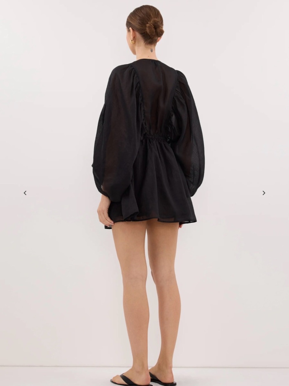 NWT Dissh Black Deep V Smocked Mini Dress - Picture 3 of 3